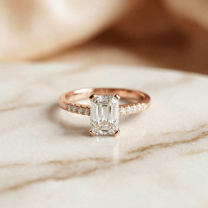 1.30Ct Moissanite Radiant Cut Gold Solitaire Ring