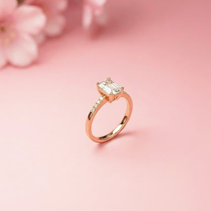 1.30Ct Moissanite Radiant Cut Gold Solitaire Ring