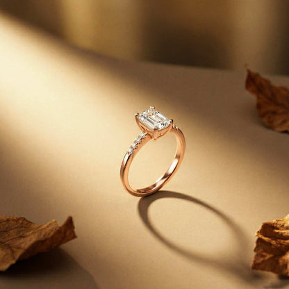 1.30Ct Moissanite Radiant Cut Gold Solitaire Ring