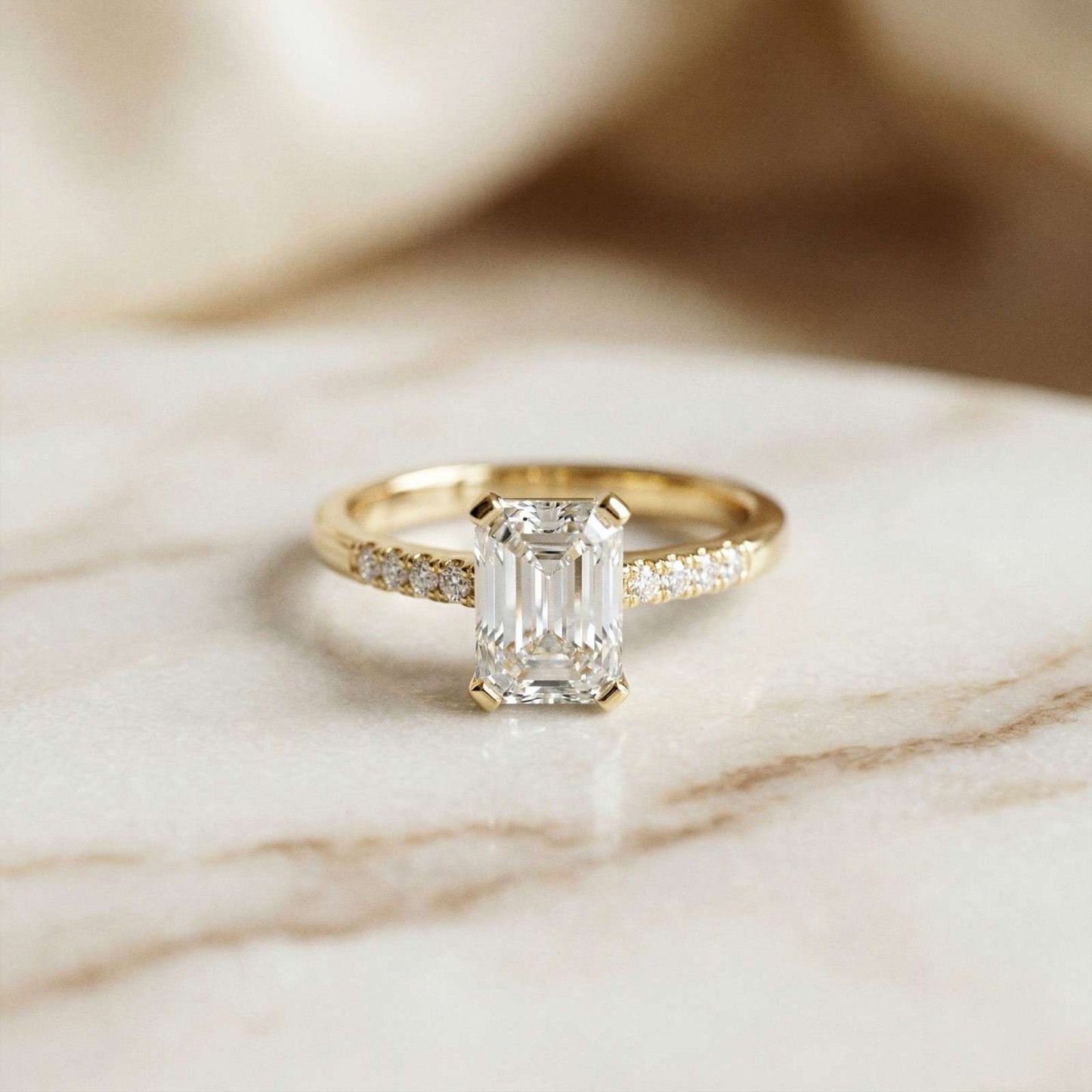 1.30Ct Moissanite Radiant Cut Gold Solitaire Ring