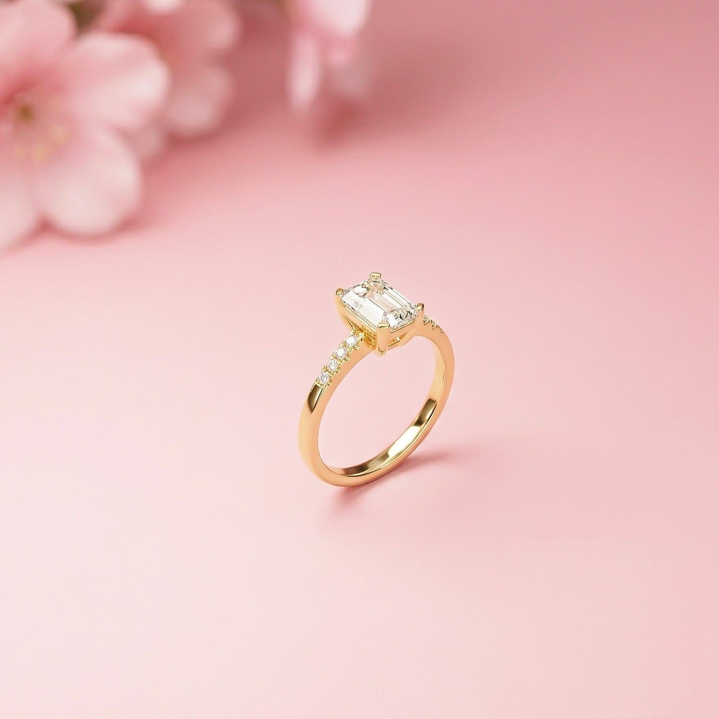 1.30Ct Moissanite Radiant Cut Gold Solitaire Ring