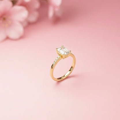 1.30Ct Moissanite Radiant Cut Gold Solitaire Ring