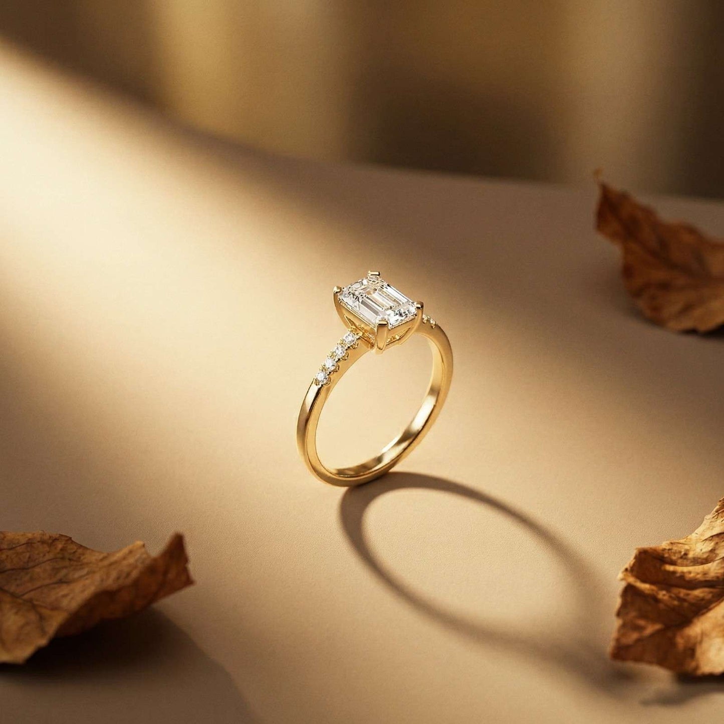 1.30Ct Moissanite Radiant Cut Gold Solitaire Ring