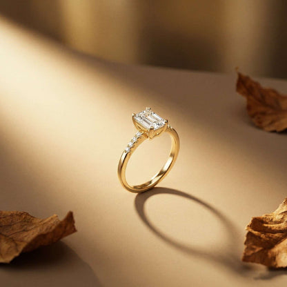 1.30Ct Moissanite Radiant Cut Gold Solitaire Ring