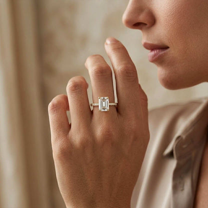 1.30Ct Moissanite Radiant Cut Gold Solitaire Ring