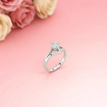 0.44Ct Moissanite Geometric Princess Chevron Ring
