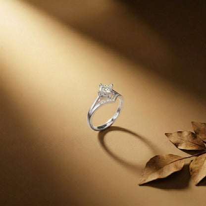 0.44Ct Moissanite Geometric Princess Chevron Ring