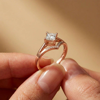 0.44Ct Moissanite Geometric Princess Chevron Ring