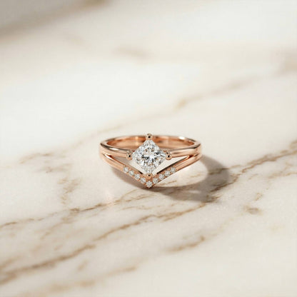 0.44Ct Moissanite Geometric Princess Chevron Ring