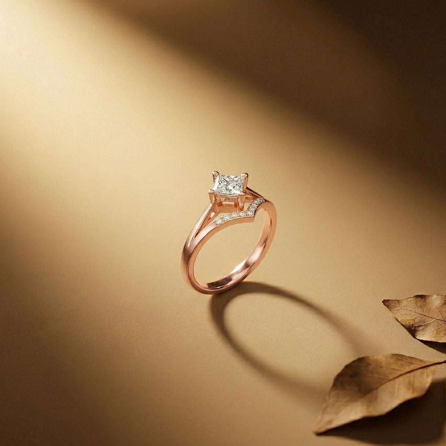 0.44Ct Moissanite Geometric Princess Chevron Ring
