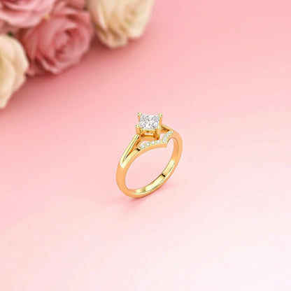 0.44Ct Moissanite Geometric Princess Chevron Ring