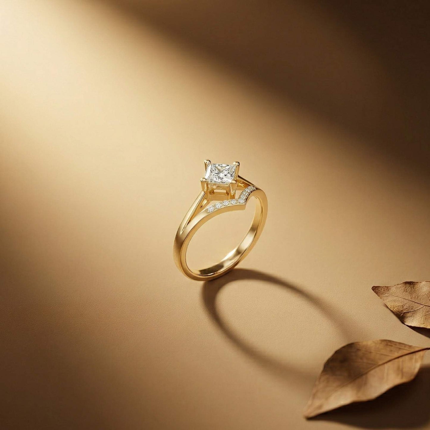 0.44Ct Moissanite Geometric Princess Chevron Ring