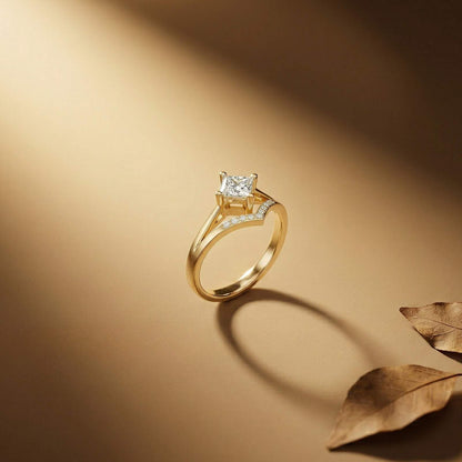 0.44Ct Moissanite Geometric Princess Chevron Ring