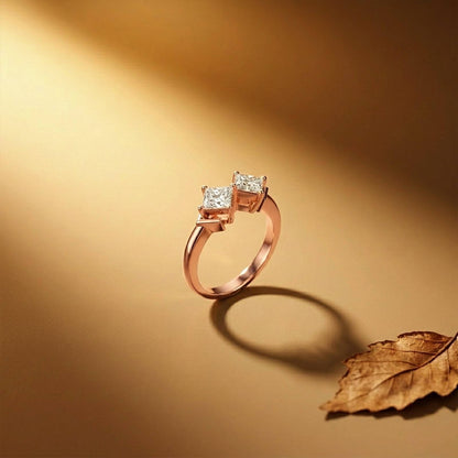 0.87Ct Moissanite Twin Princess Statement Ring