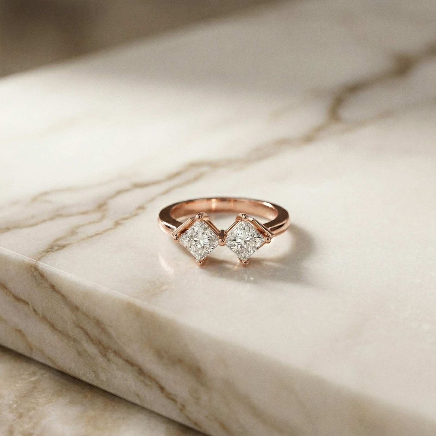 0.87Ct Moissanite Twin Princess Statement Ring