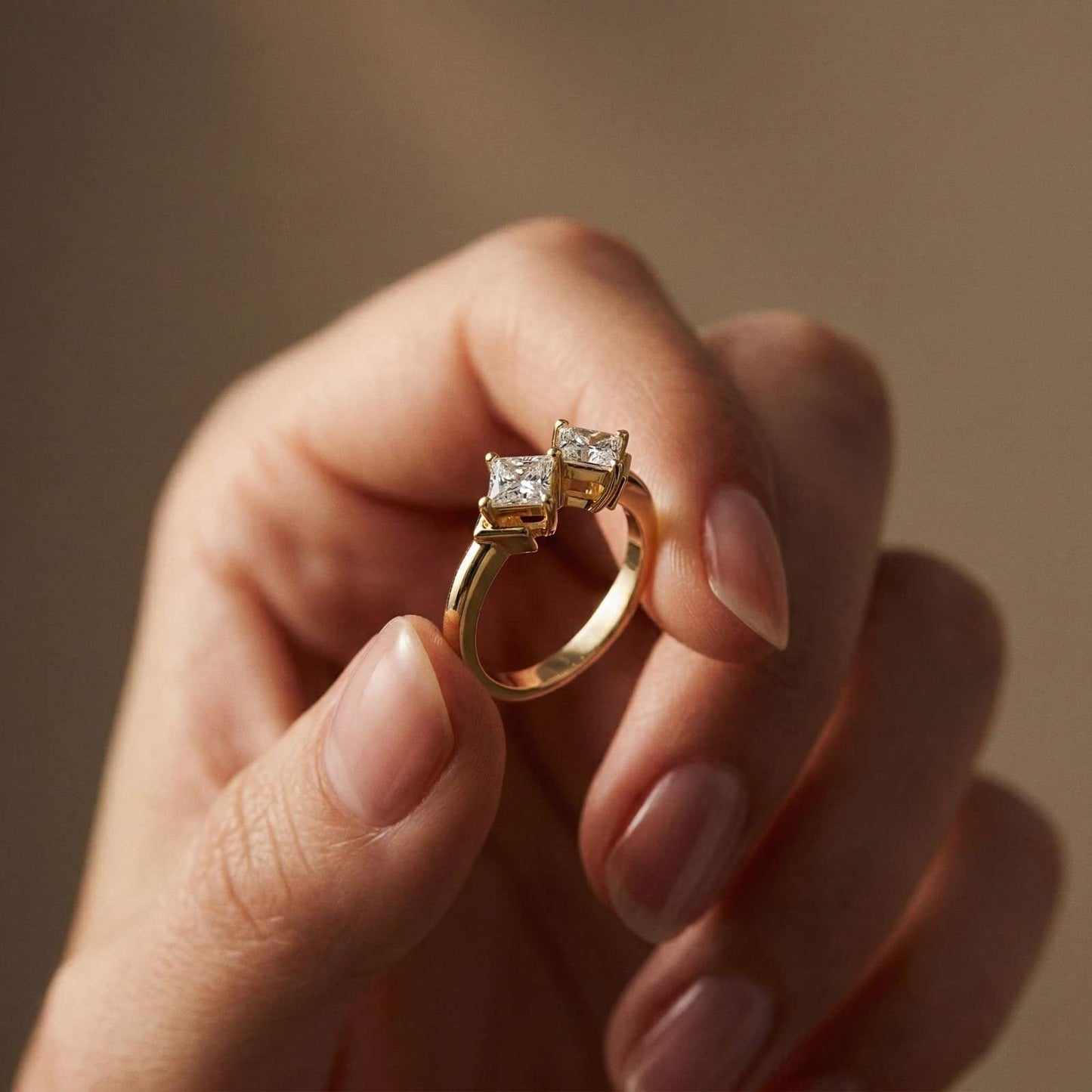 0.87Ct Moissanite Twin Princess Statement Ring