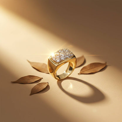 1Ct Round Moissanite Men's Cluster Ring