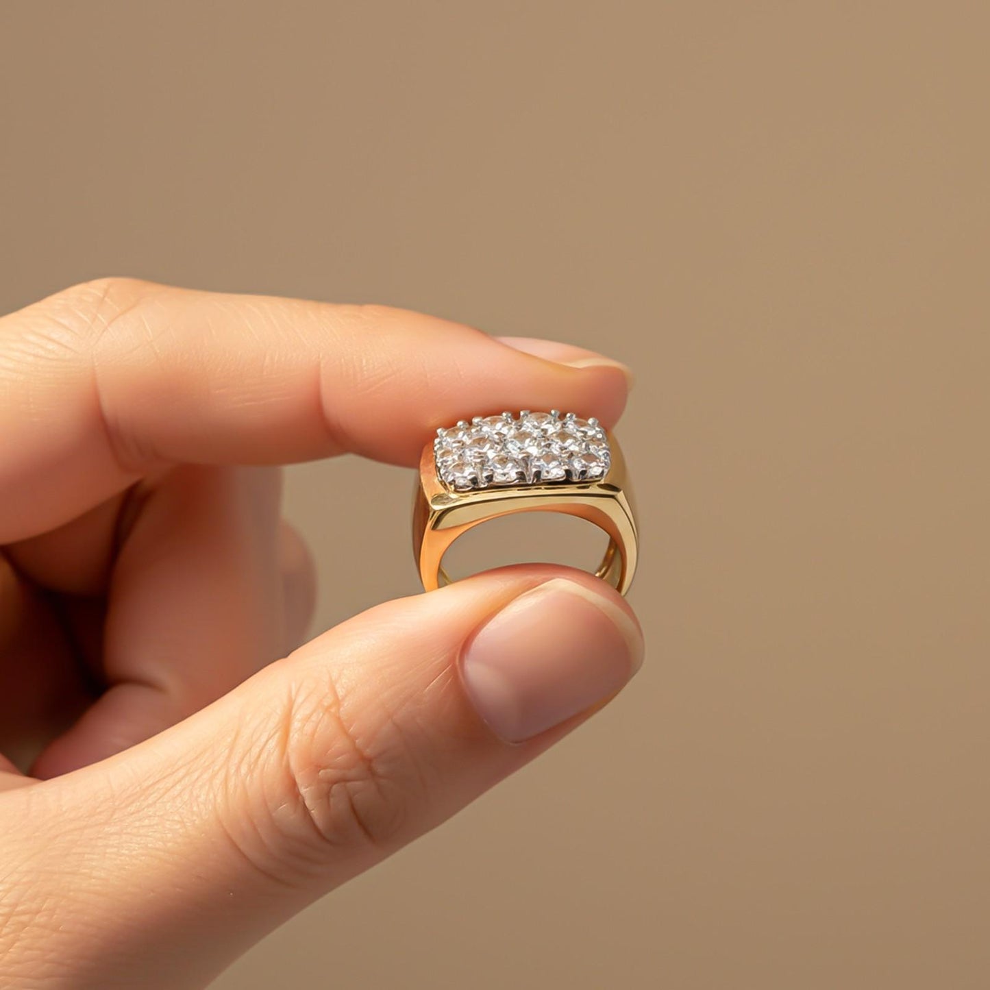 1Ct Round Moissanite Men's Cluster Ring