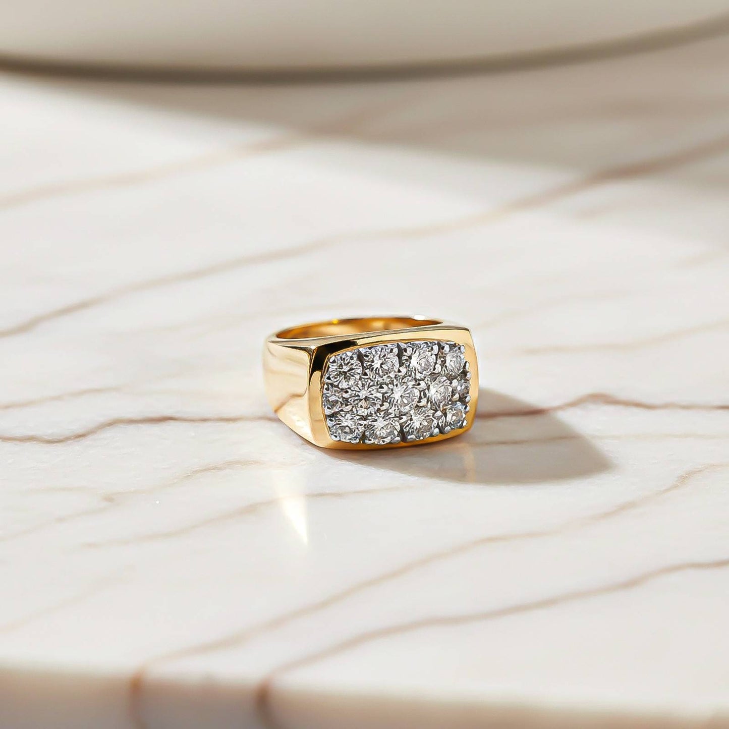 1Ct Round Moissanite Men's Cluster Ring