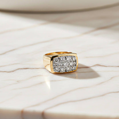 1Ct Round Moissanite Men's Cluster Ring