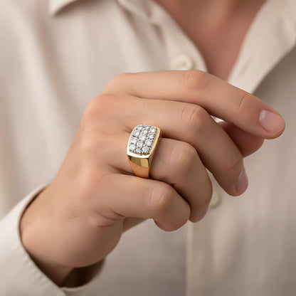 1Ct Round Moissanite Men's Cluster Ring