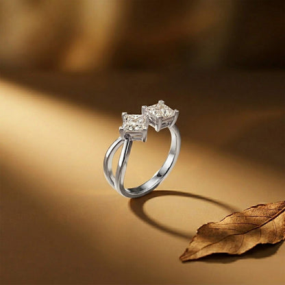 1Ct Moissanite Dual Princess Twist Ring