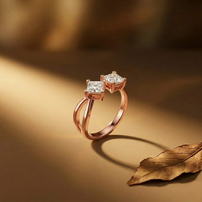 1Ct Moissanite Dual Princess Twist Ring