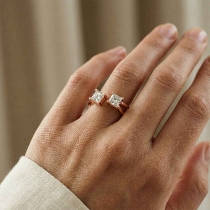 1Ct Moissanite Dual Princess Twist Ring
