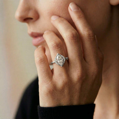 0.88Ct Moissanite Marquise Halo Elegance Ring