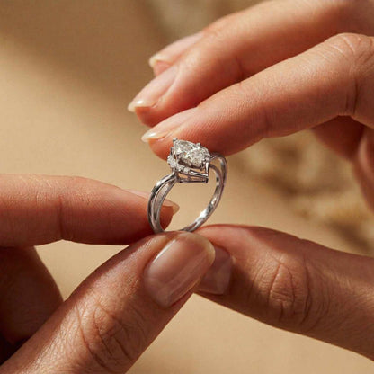 0.88Ct Moissanite Marquise Halo Elegance Ring