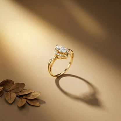 0.88Ct Moissanite Marquise Halo Elegance Ring