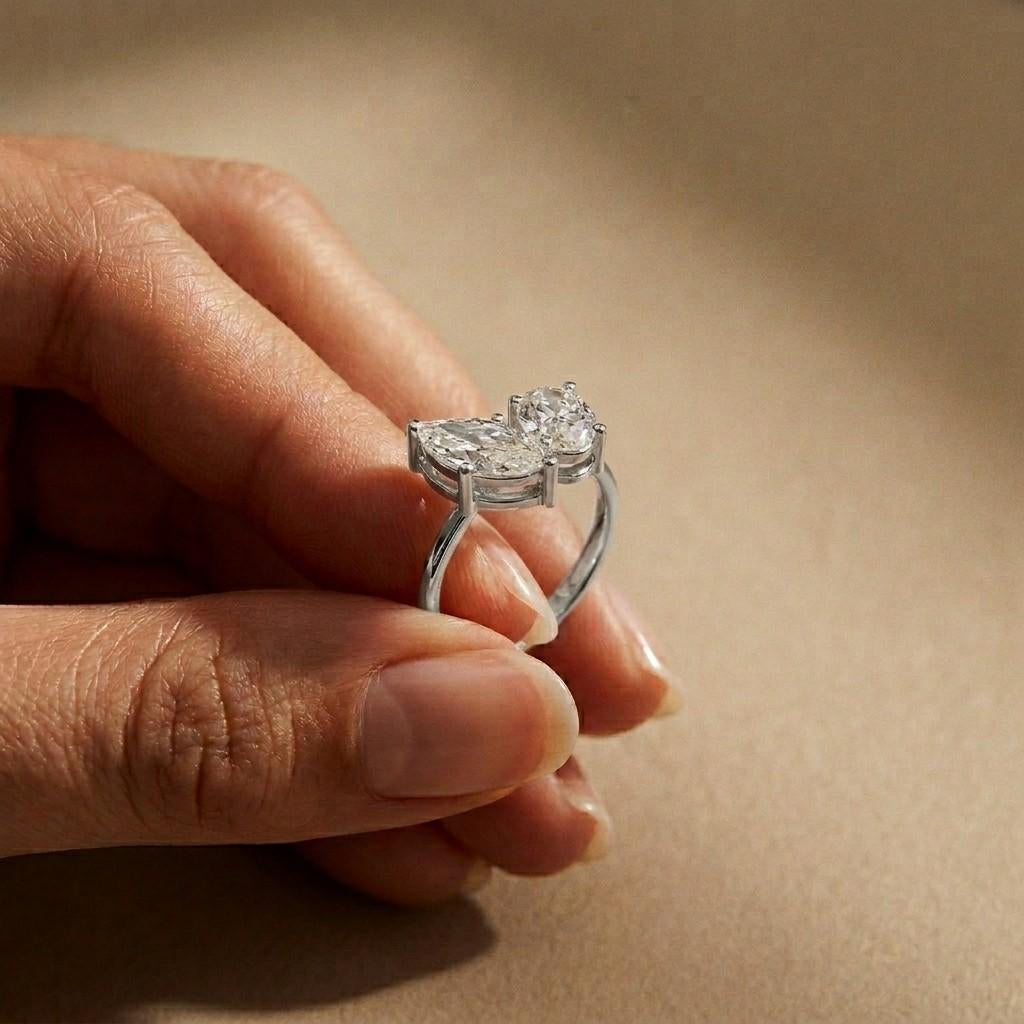 2.03Ct Moissanite Premium Marquise & Oval Ring