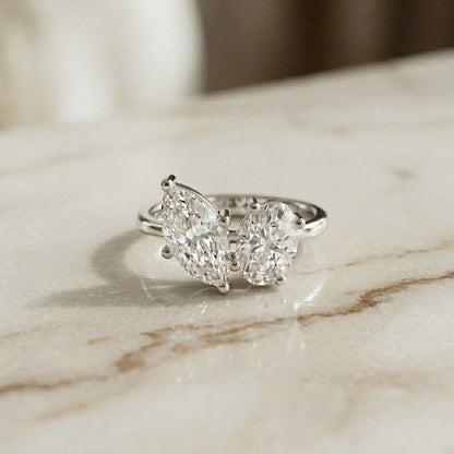 2.03Ct Moissanite Premium Marquise & Oval Ring