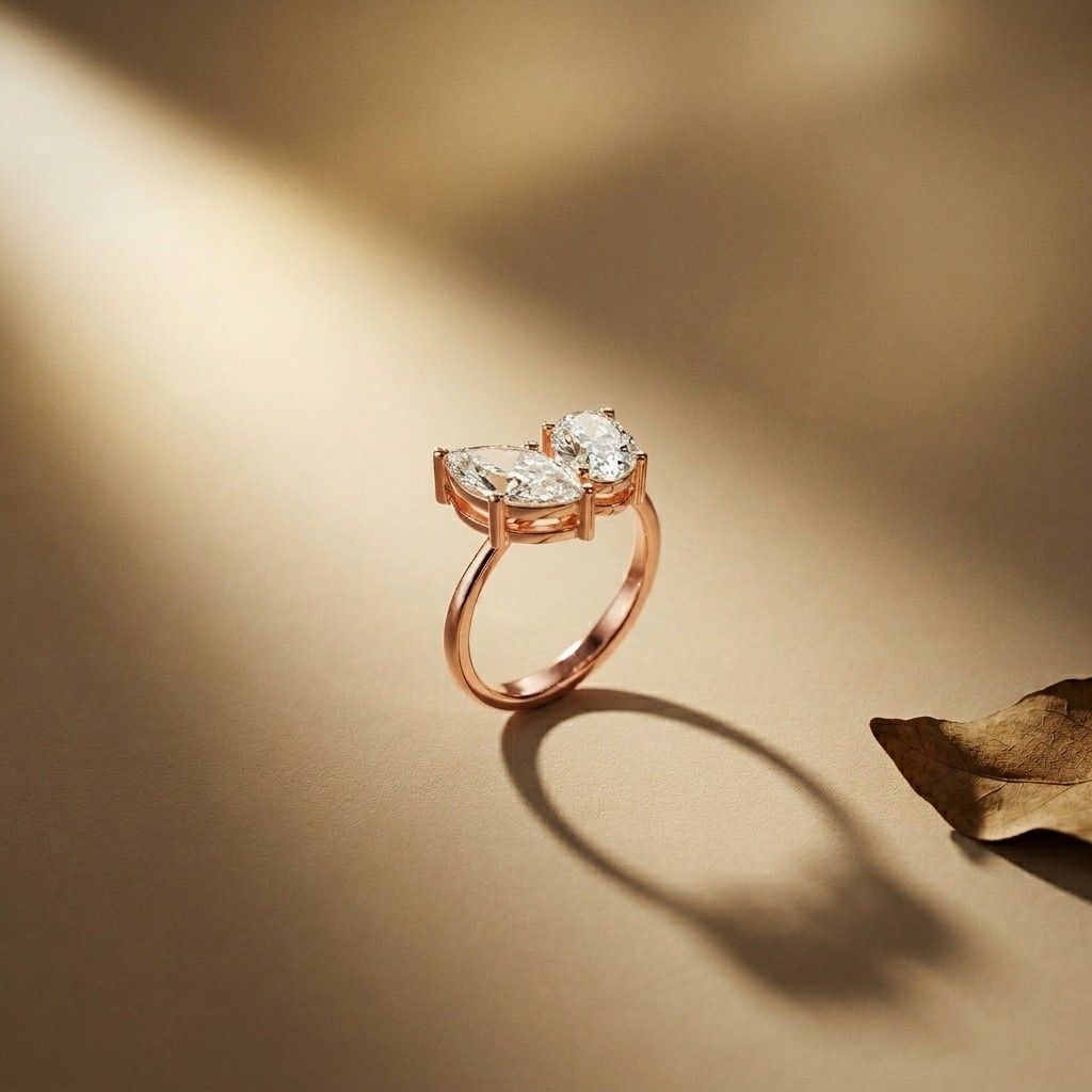 2.03Ct Moissanite Premium Marquise & Oval Ring