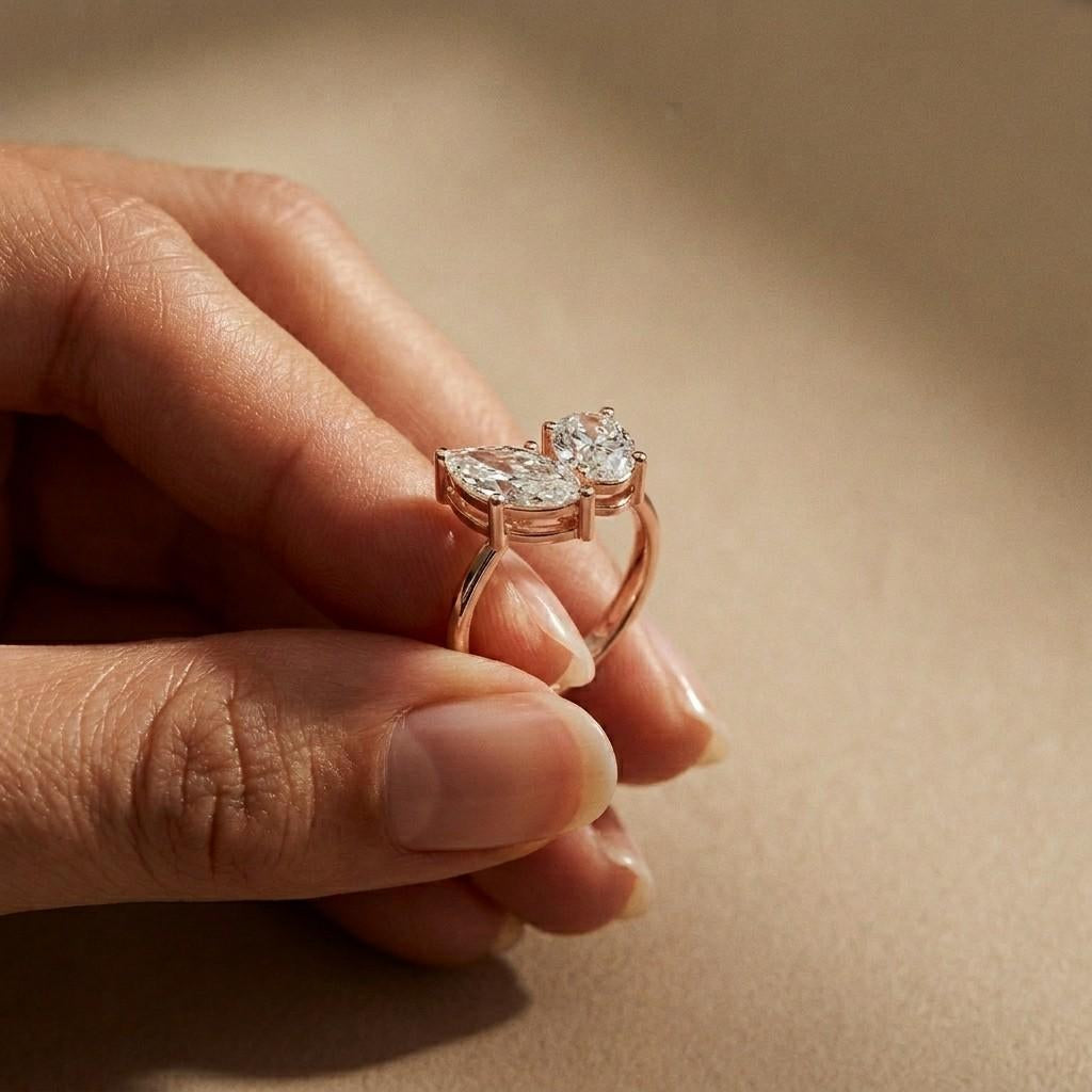 2.03Ct Moissanite Premium Marquise & Oval Ring