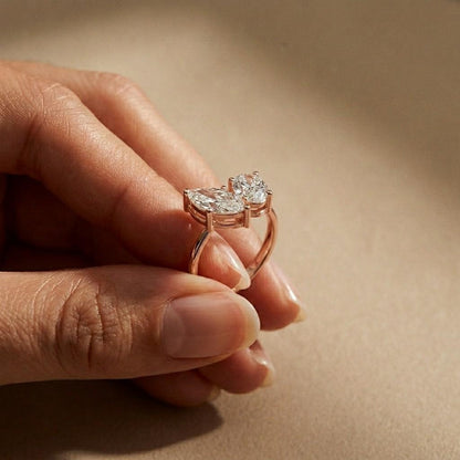 2.03Ct Moissanite Premium Marquise & Oval Ring