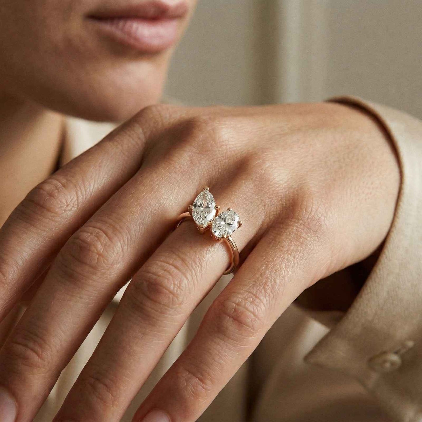 2.03Ct Moissanite Premium Marquise & Oval Ring