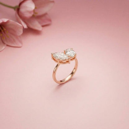 2.03Ct Moissanite Premium Marquise & Oval Ring