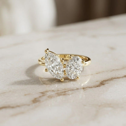 2.03Ct Moissanite Premium Marquise & Oval Ring