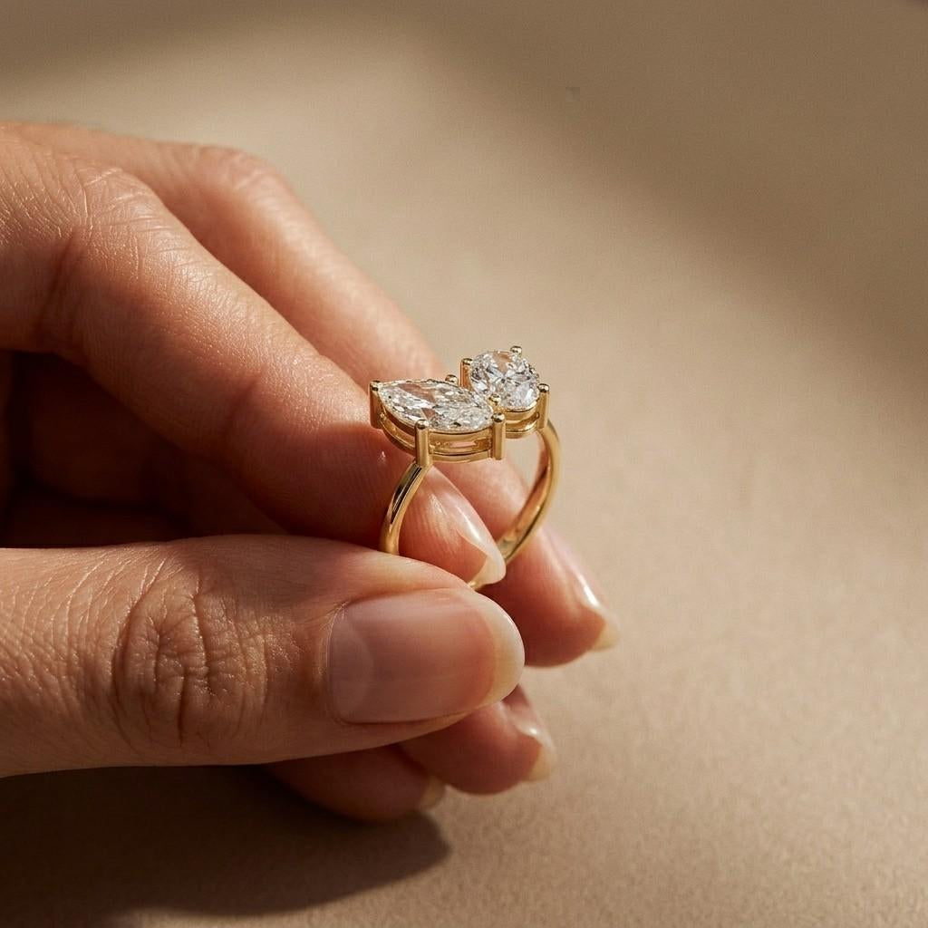 2.03Ct Moissanite Premium Marquise & Oval Ring