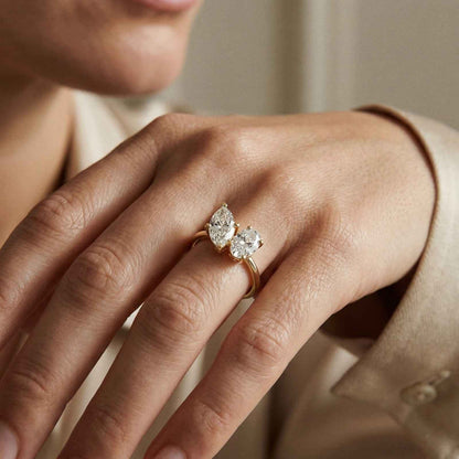 2.03Ct Moissanite Premium Marquise & Oval Ring