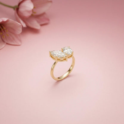 2.03Ct Moissanite Premium Marquise & Oval Ring