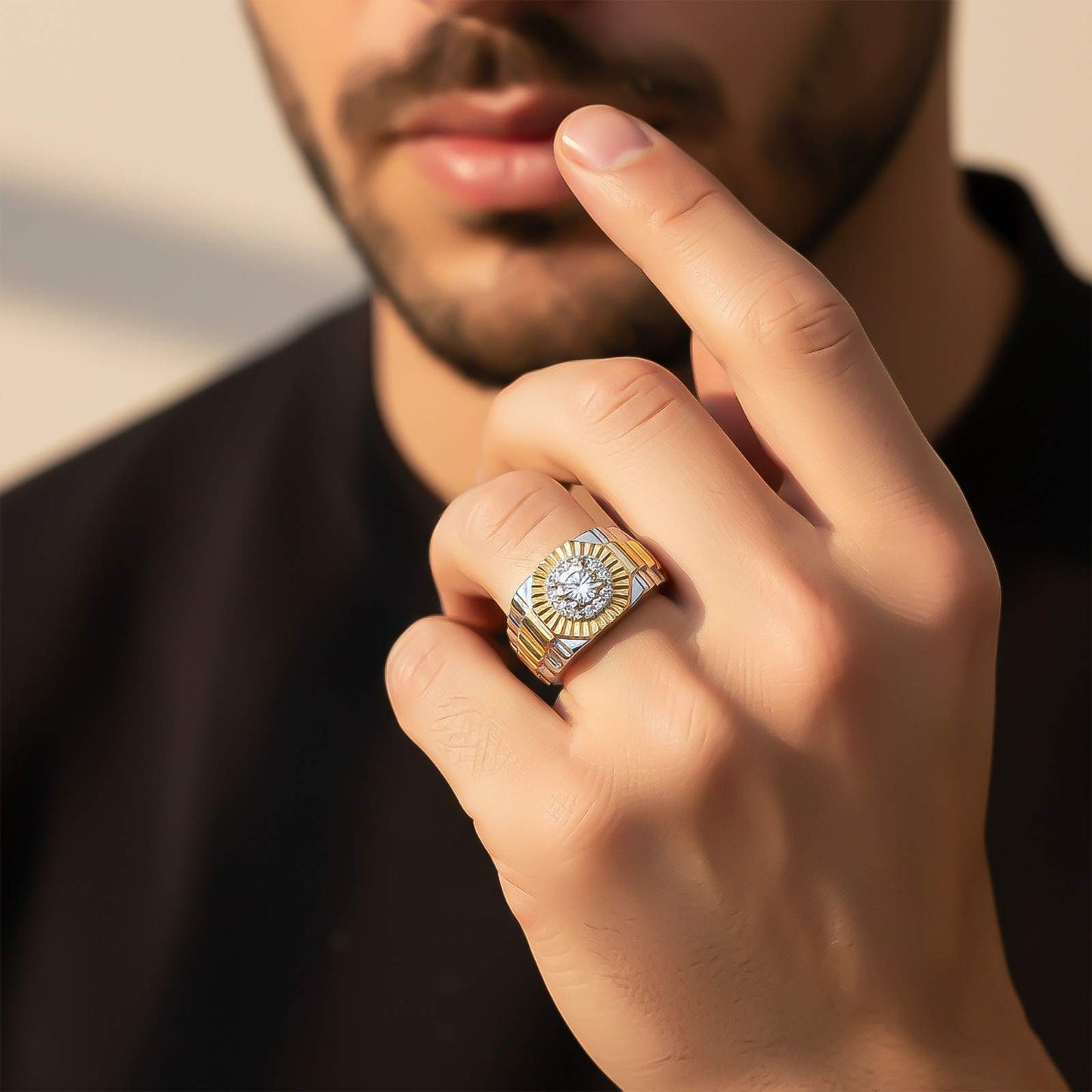 0.75Ct Moissanite Fancy Watch Style Ring For Men's