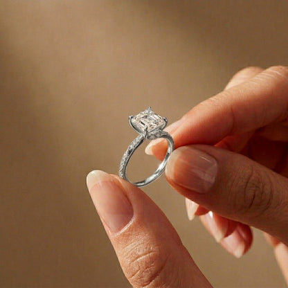 2.99Ct Moissanite Asscher Cut Pave Twist Ring