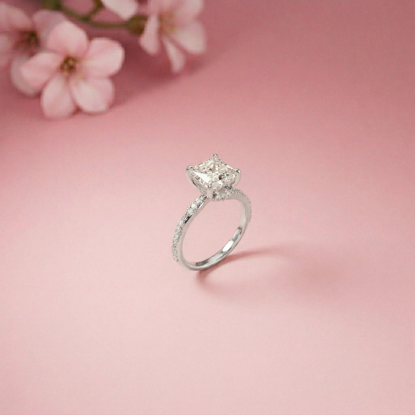 2.99Ct Moissanite Asscher Cut Pave Twist Ring