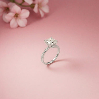 2.99Ct Moissanite Asscher Cut Pave Twist Ring