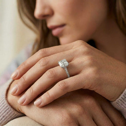 2.99Ct Moissanite Asscher Cut Pave Twist Ring