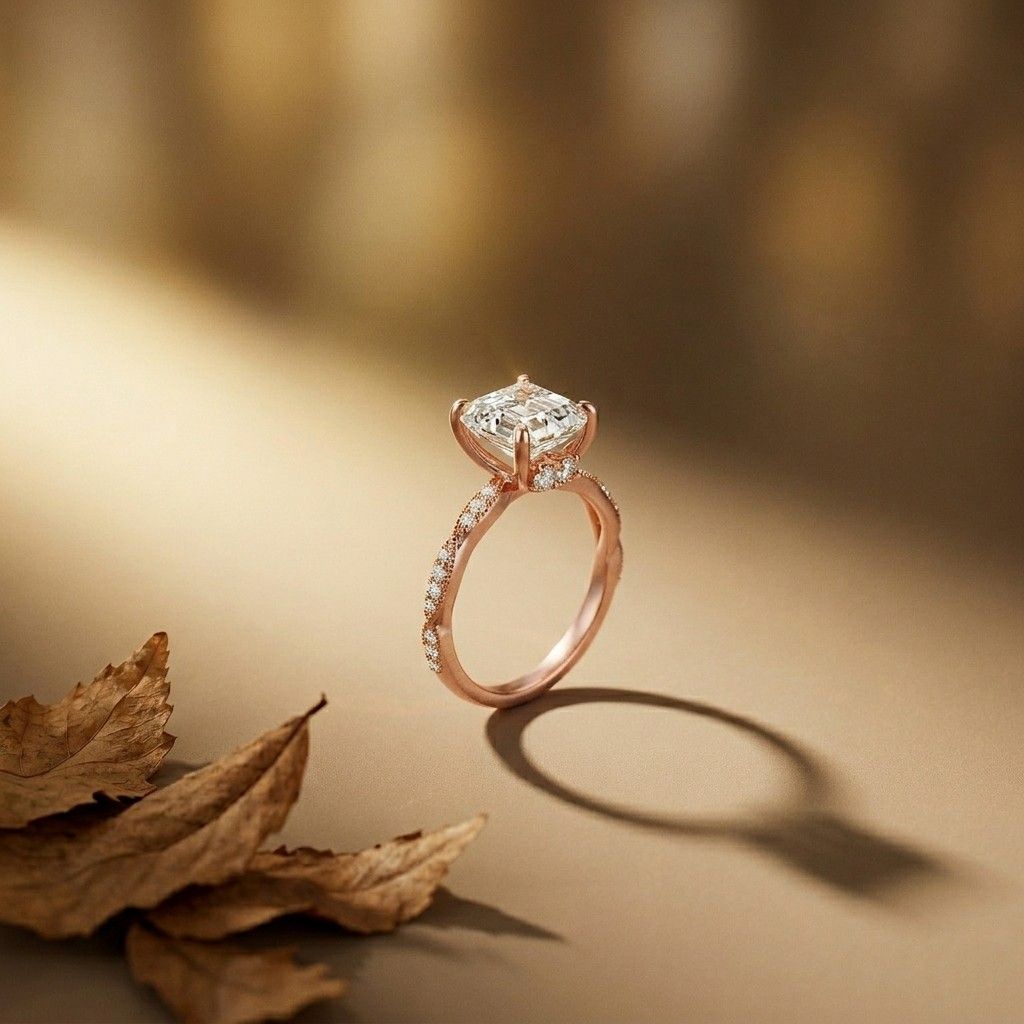 2.99Ct Moissanite Asscher Cut Pave Twist Ring