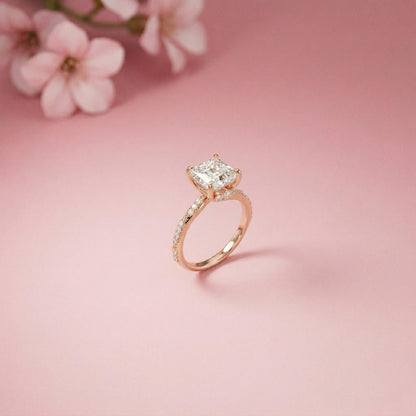 2.99Ct Moissanite Asscher Cut Pave Twist Ring