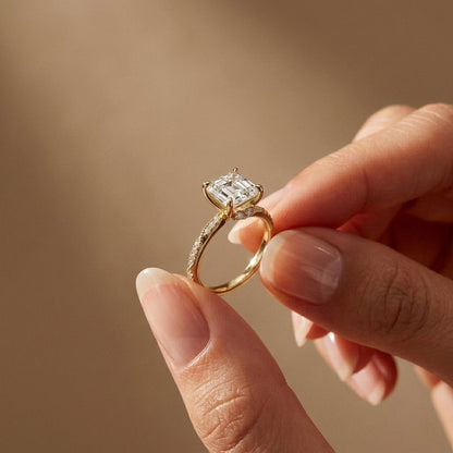 2.99Ct Moissanite Asscher Cut Pave Twist Ring